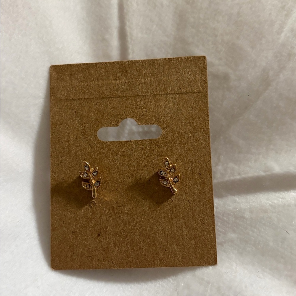 Boho Gold Leaf Stud Earrings